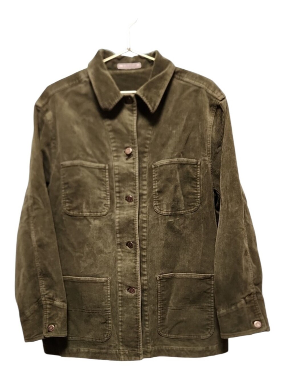 Olive Green Corduroy Utility Jacket - Women Large
